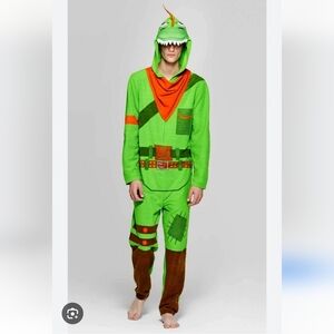 Fortnite Men's Green Dress Like Rex Costume‎ Onesie Animal Pajamas Size Small